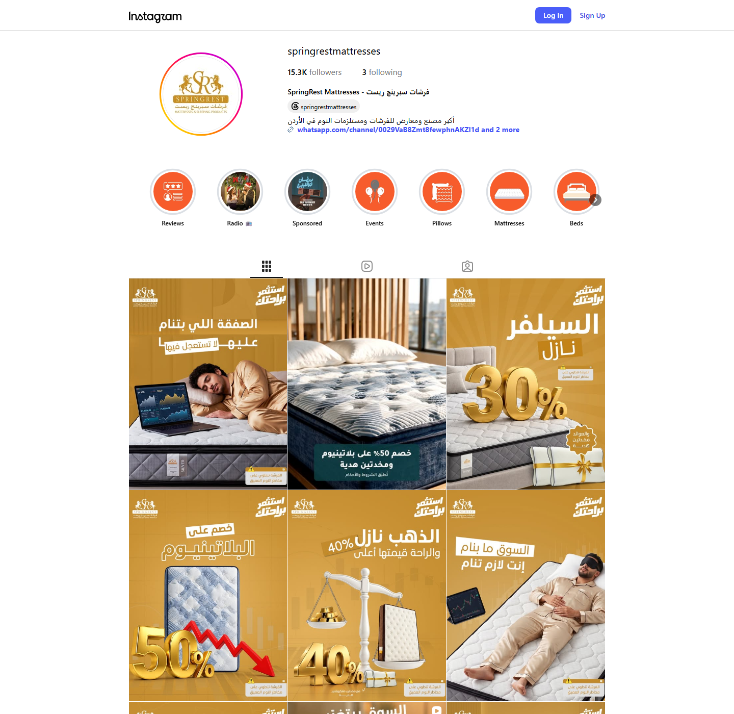 Spring Rest Mattresses project interface